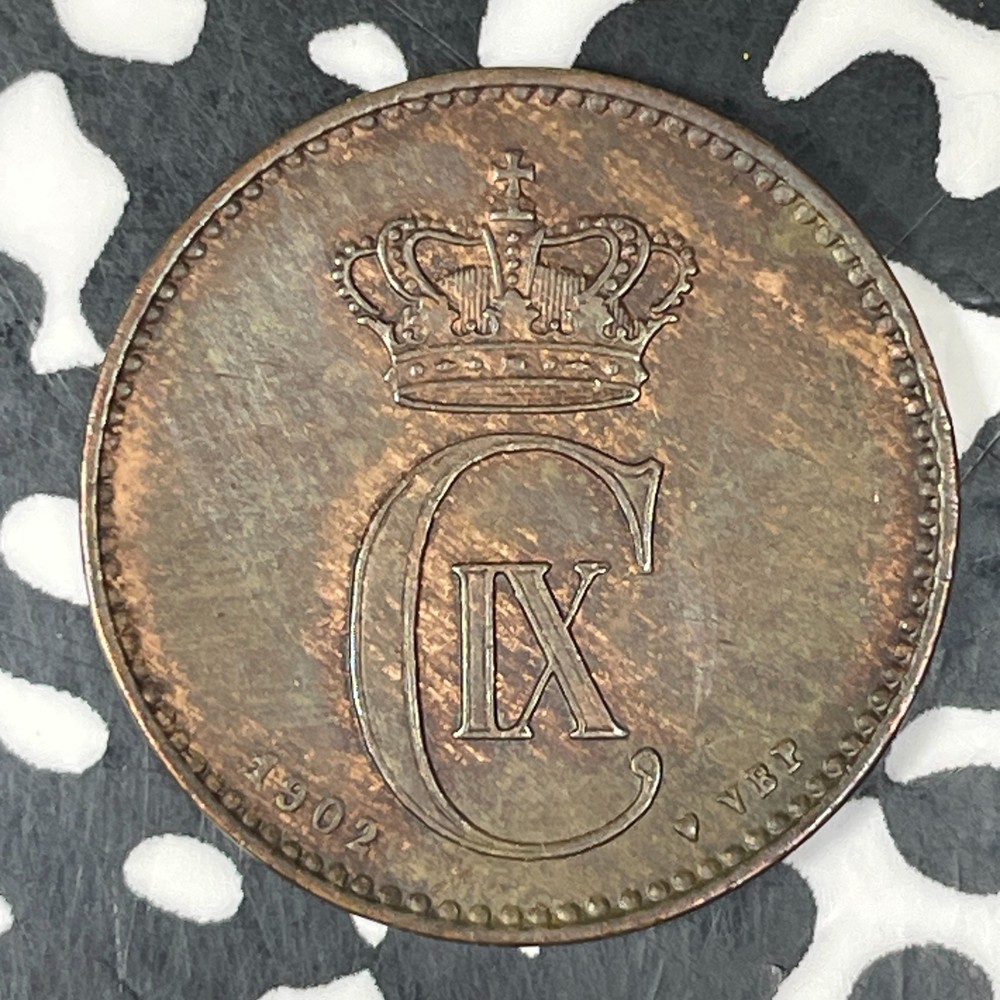 1902 Denmark 2 Ore Lot#C8126 High Grade! Beautiful!