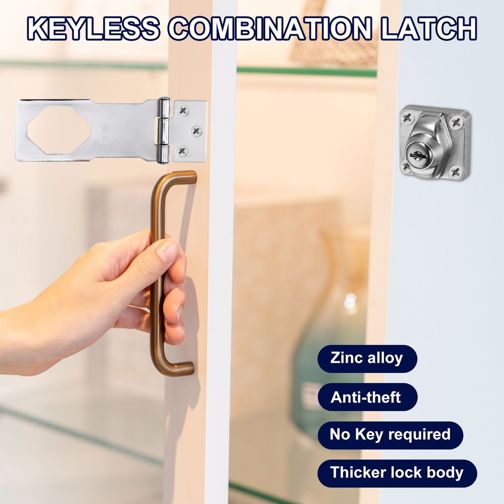 4Inch Keyed Hasp Locks Twist Knob Locking Keyed Different, Copper