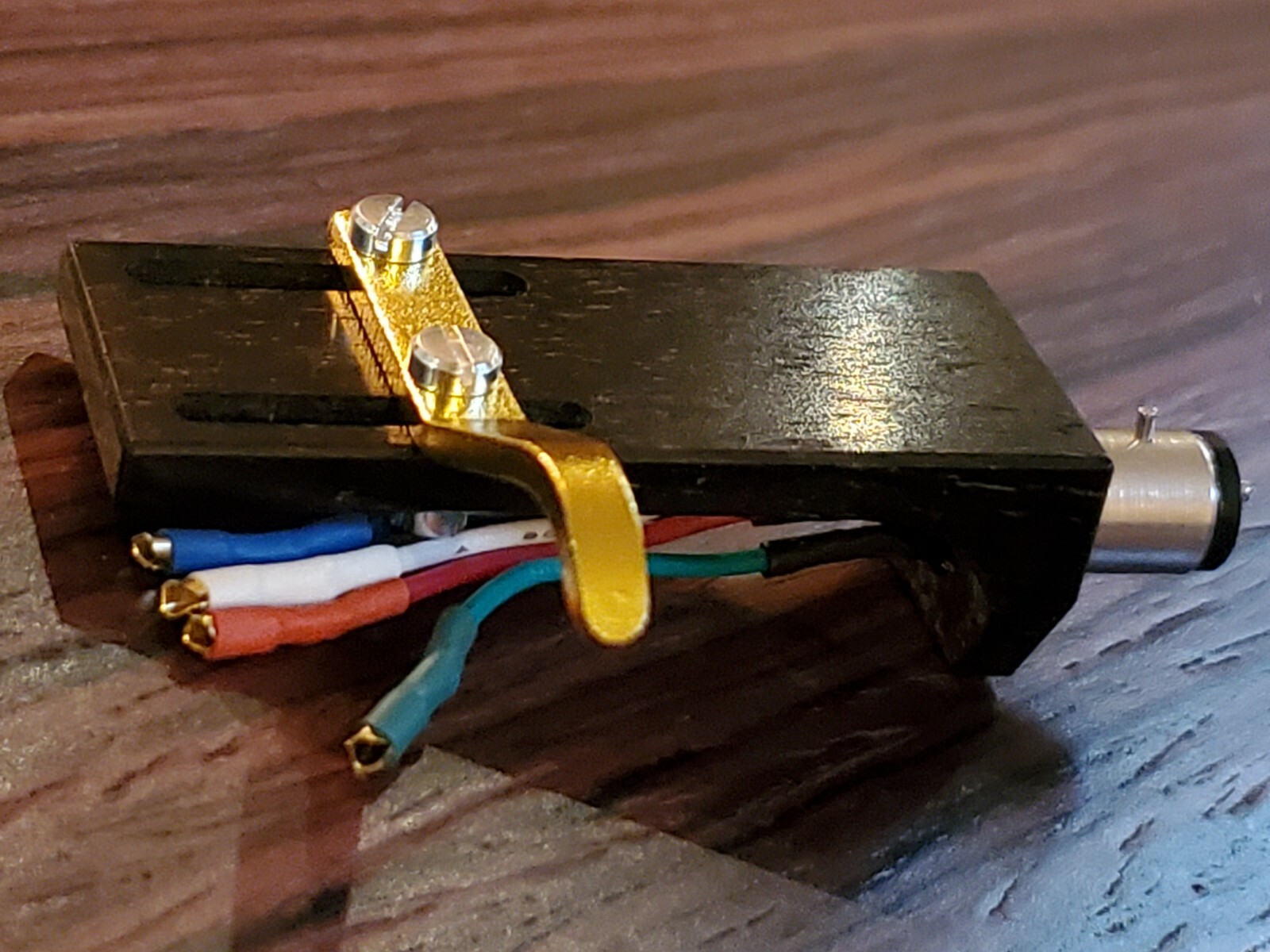 CNC EBONY WOOD turntable Headshell , gold plated wires 30 piece  Screw set