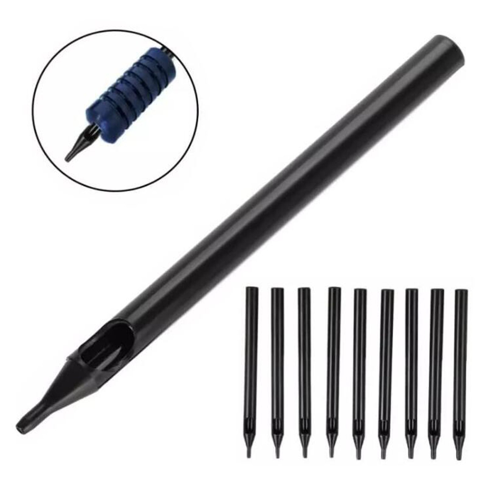 50 Pcs Tattoo Needles and Tube Tips + Assorted Lining and Shading Sizes RL RS M1