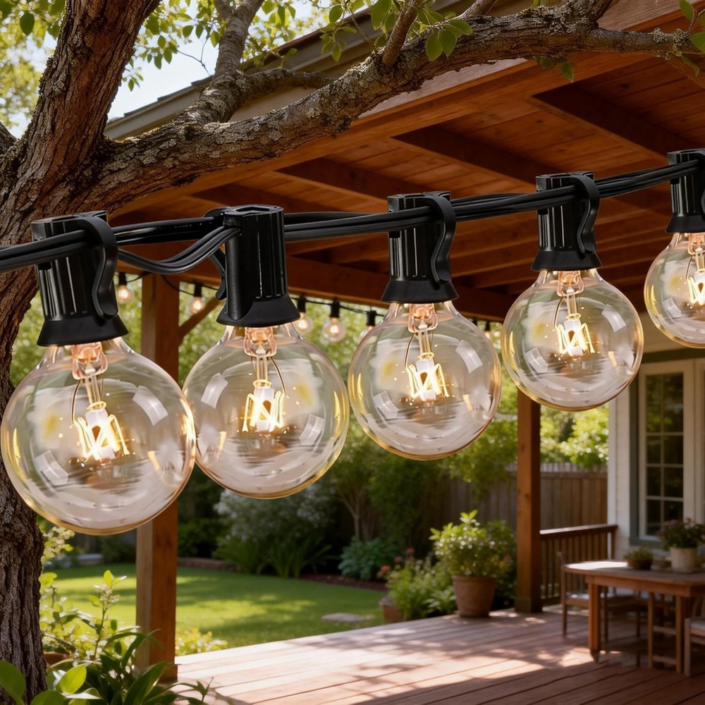 50FT G40 Globe String Lights Outdoor Patio String Lights W/ 53 Edison Globe