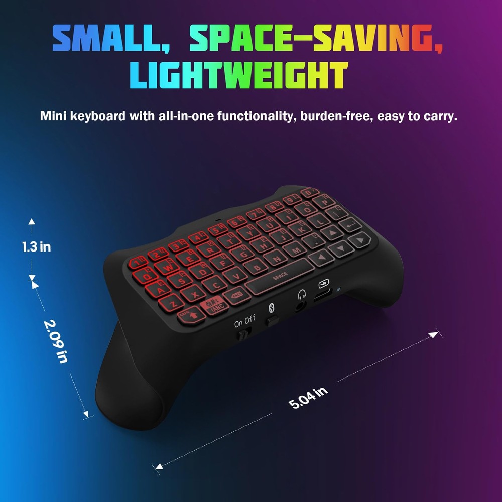 RGB Backlight Keyboard for PS5 Controller, Wireless Bluetooth Keypad Chatpad ...