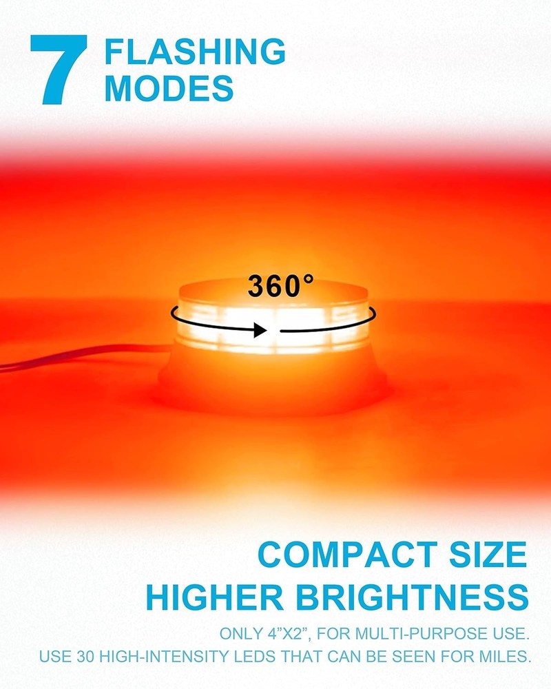 Waterproof 4.2-Inch Red Strobe Light - 30 LED Emergency Warning Beacon