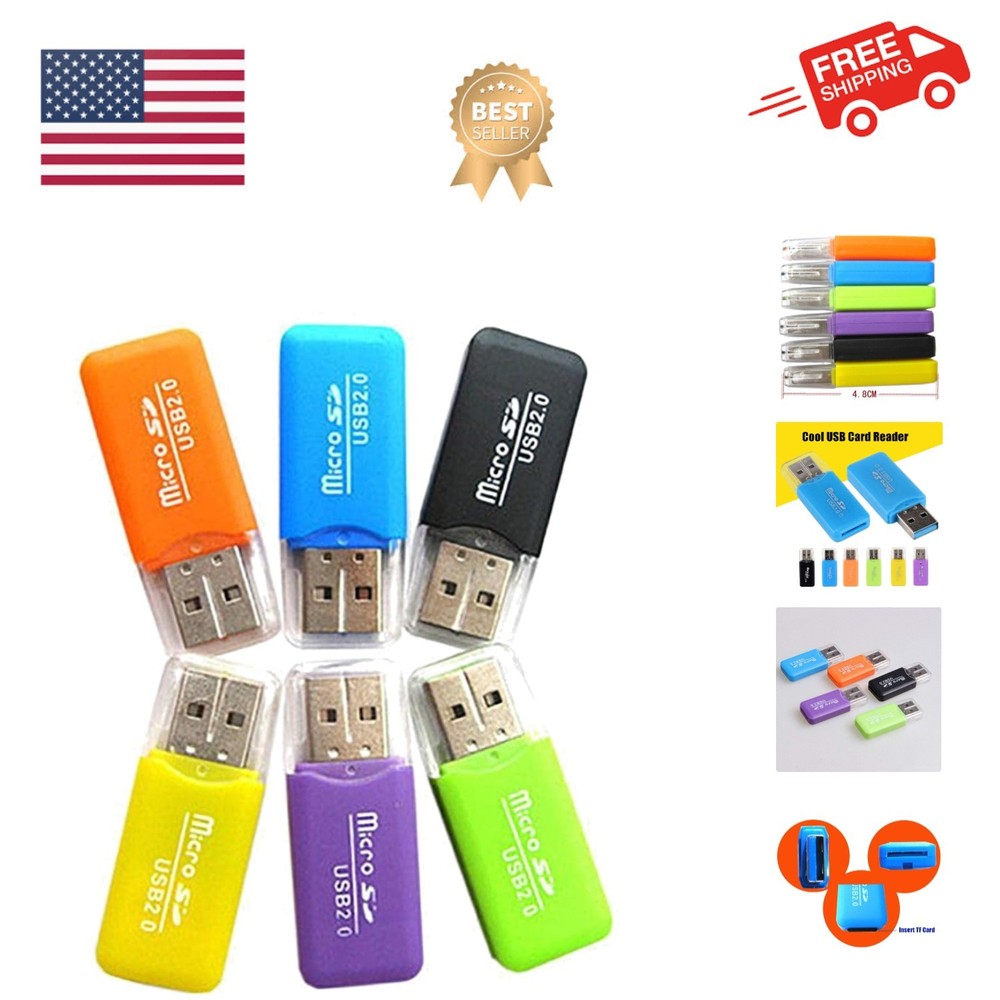 6 Pack Micro SD Card Reader SDXC TF USB 2.0 T-Flash MicroSD TransFlash Memory...