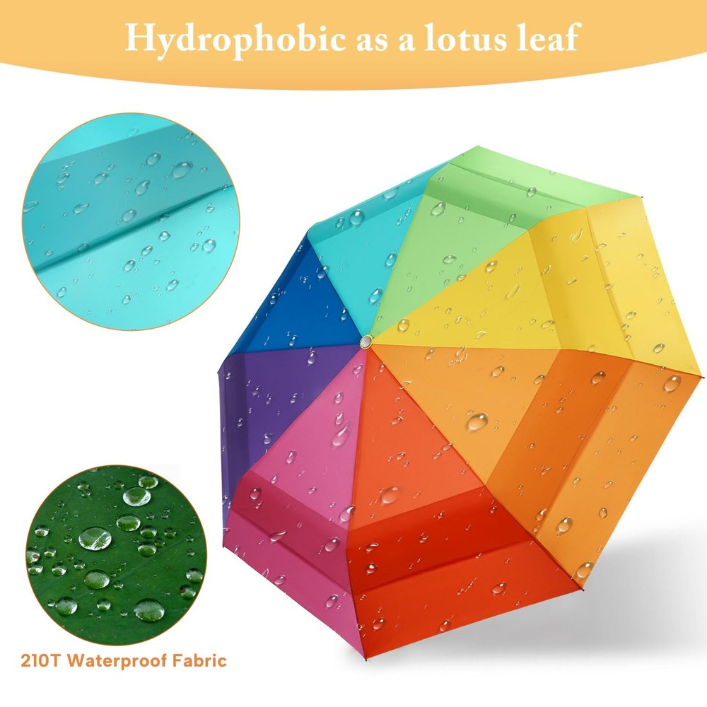Rainbow Umbrella For Adults Oversized 54inch Double Layer Windproof Extra Large