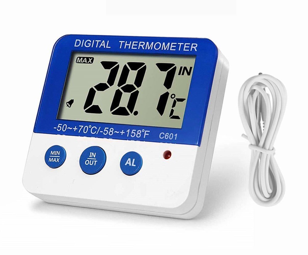 2 Pack Digital Freezer/Fridge Thermometer W/ LED Alarm Indicator Min/Max Memory