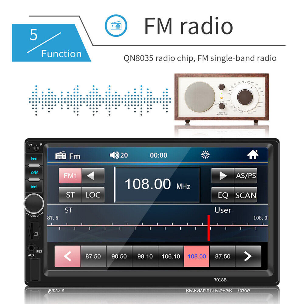 7" Double 2Din Car Stereo Radio Apple/Android Car Bluetooth Player Touch Screen