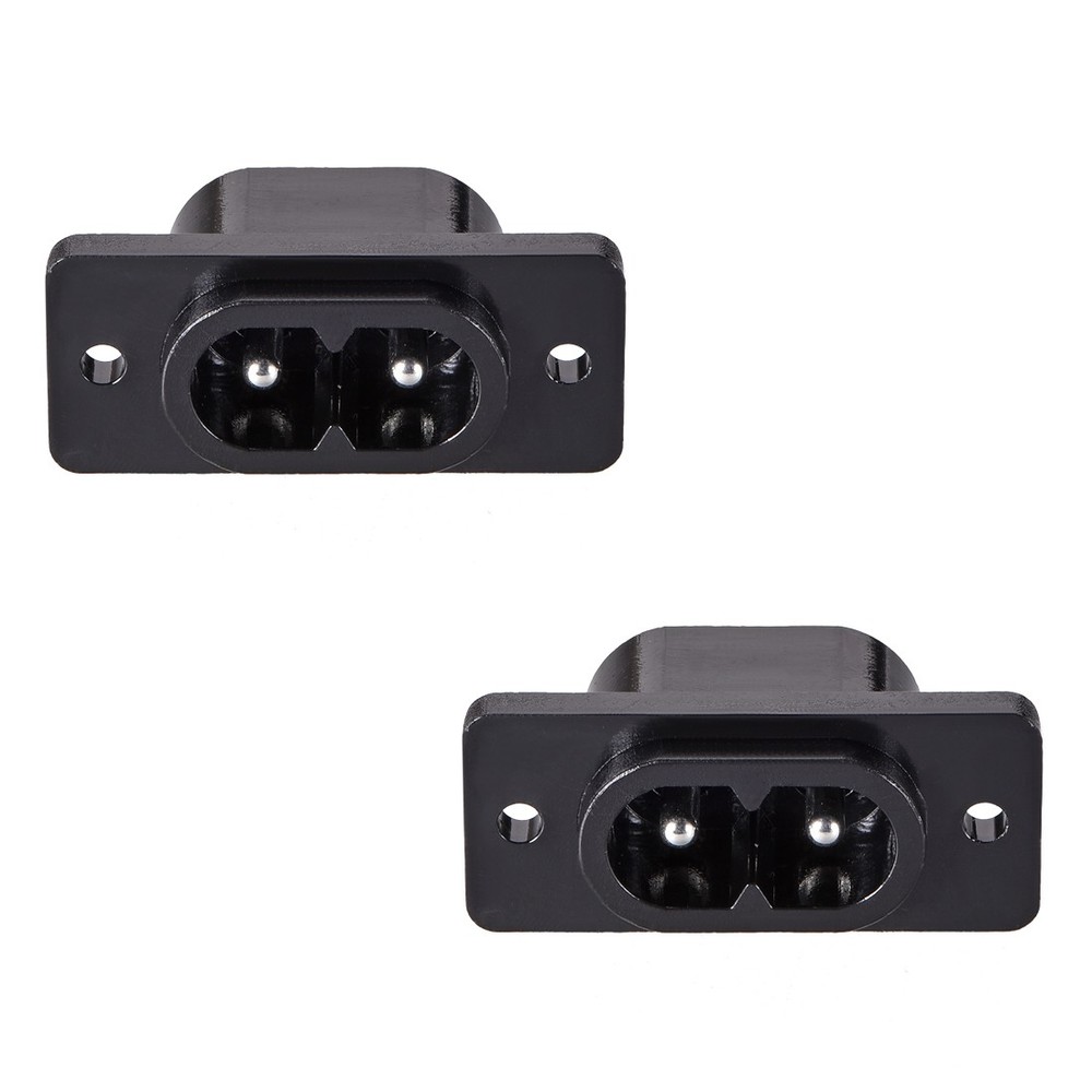 2 x Panel Mount Plug Adapter 250V AC 2.5A C8 2Pin Inlet Module Plug Straight