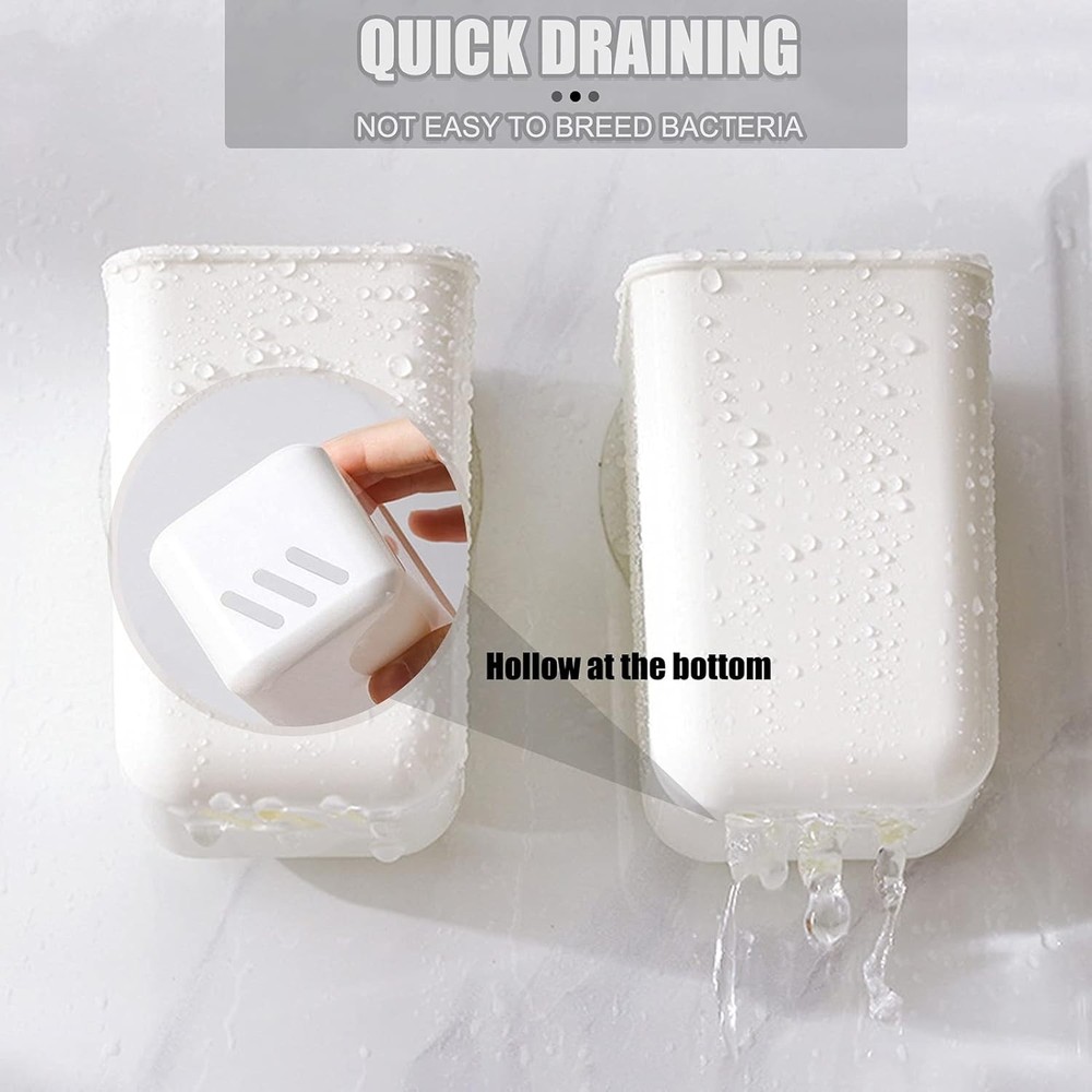 ORIJOYNA 2 Pack Wall Mounted Toothbrush Holder - White - New Type
