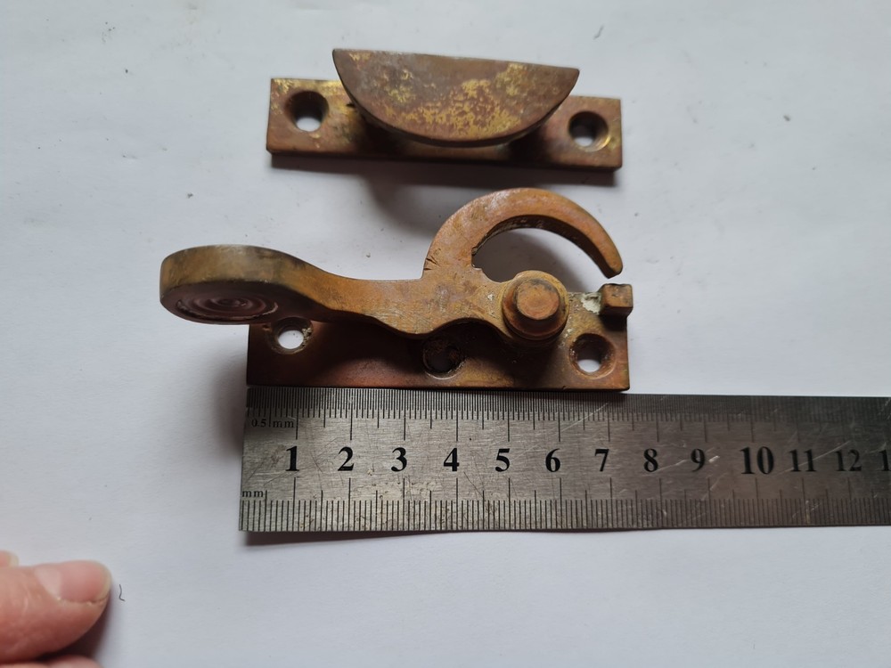 Old Vintage Brass Sash Window Lock