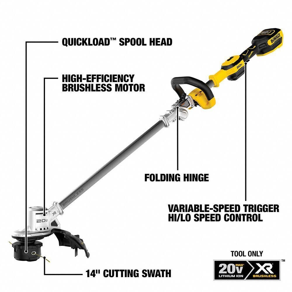 DEWALT 20V MAX 14 in. Folding String Trimmer (Bare Tool)-DCST922B