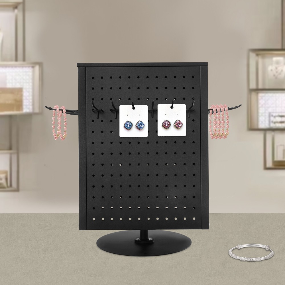 Pegboard Rotating Display Stand, 4 Sided Spinning Peg Board Display