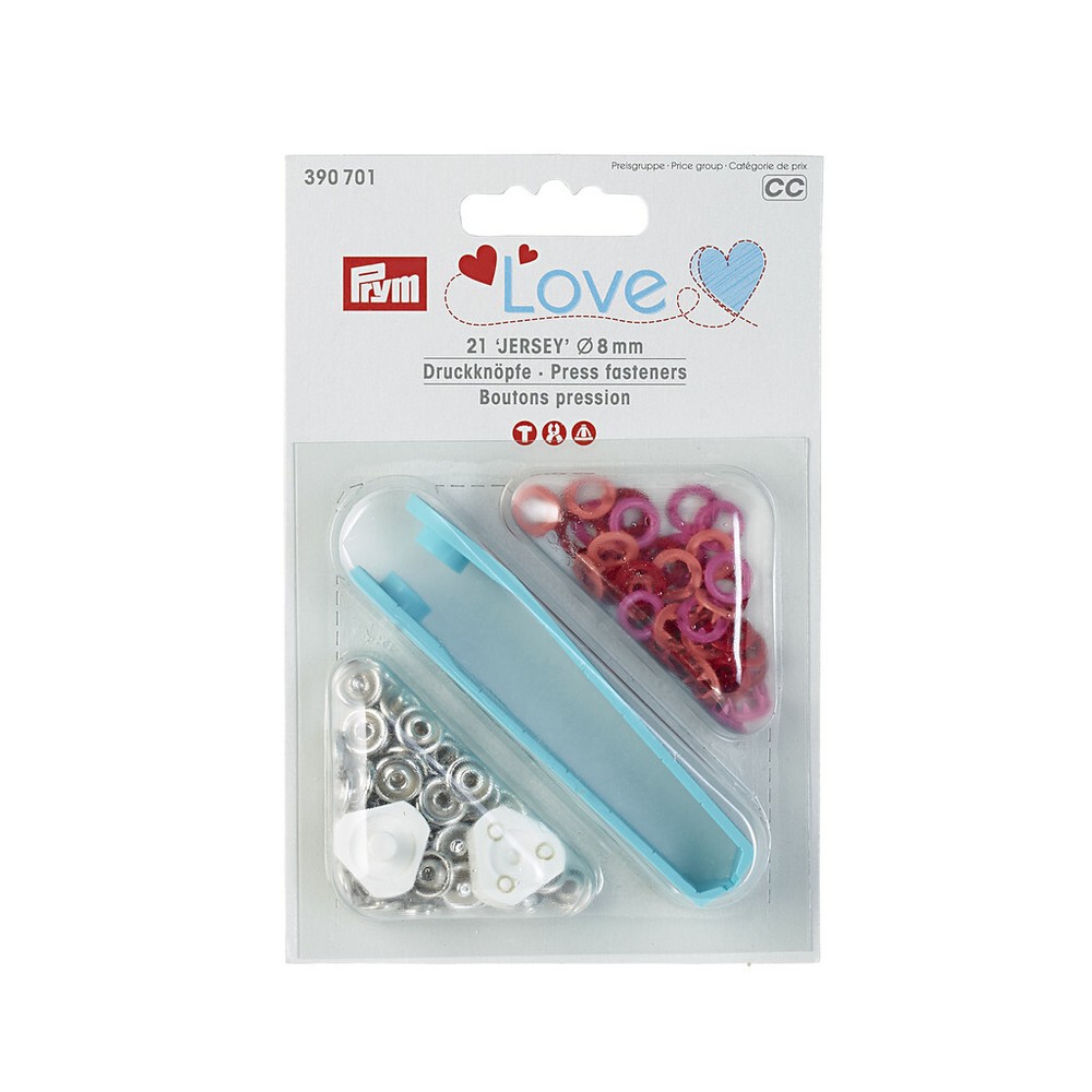 21 Prym Love Seamless Jersey Ring Buttons Command 8MM Red