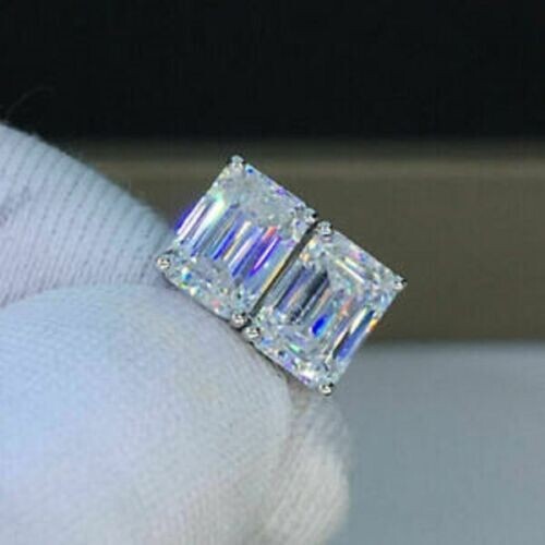 4Ct Lab Created VVS1 Diamond Solitaire Stud Earrings Solid 14K White Gold Finish