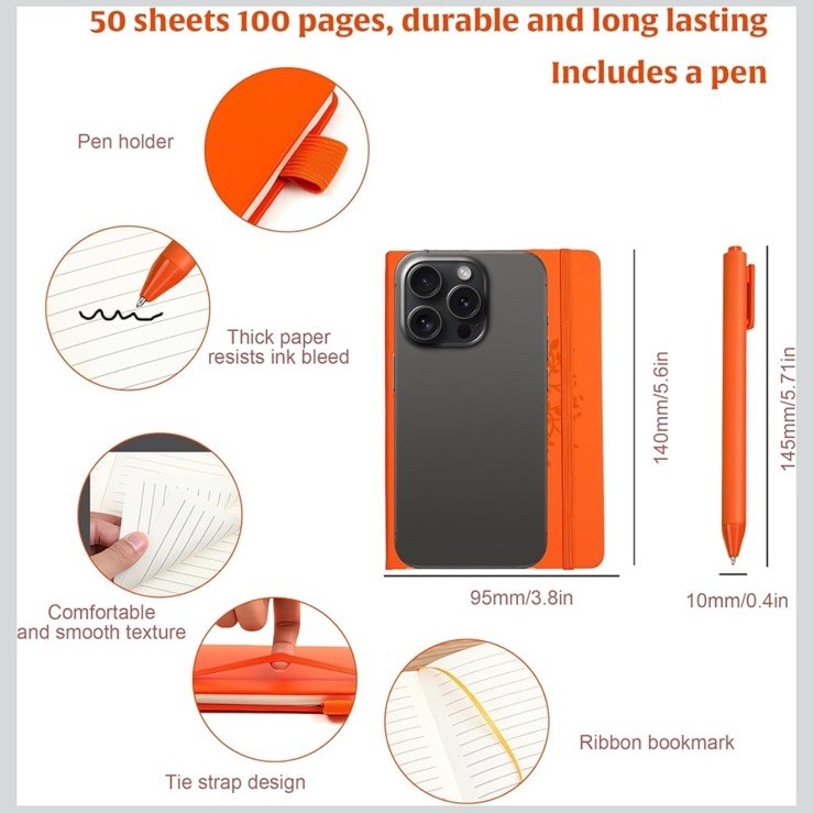 4 PC Leather Journal Lined 100 Pages Diary 2 Notebook & 2 Matching Pen Bundle 2