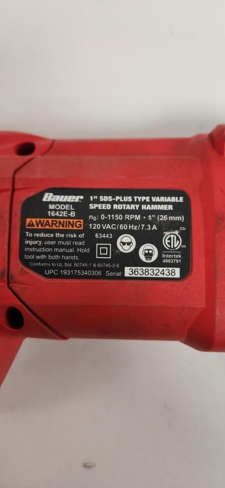 BAUER TOOLS 1642E-B HAMMER DRILL (P04022970)