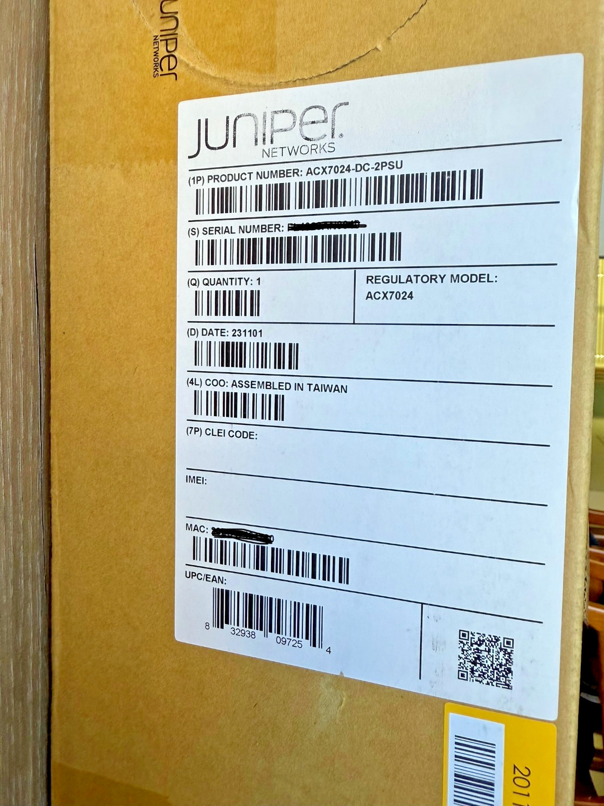 Juniper - ACX7024-DC-2PSU - 24xSFP28 and 4xQSFP28 2xDC New Open Box