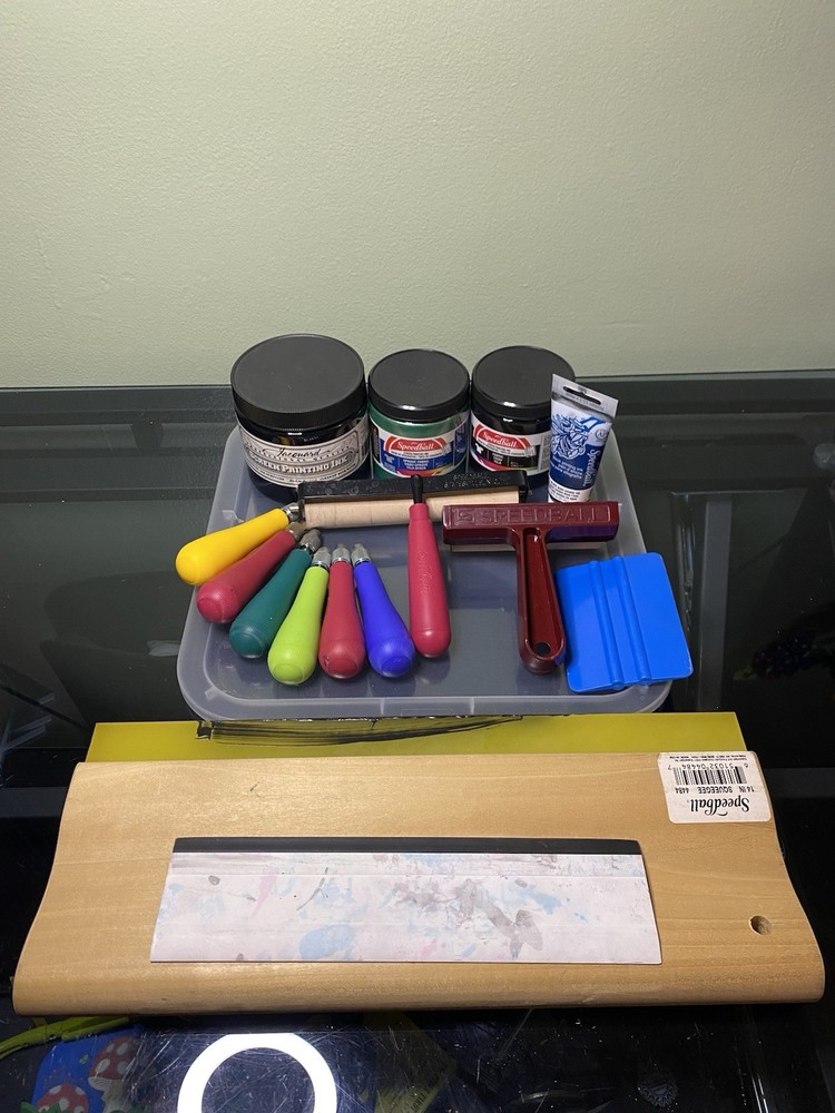 Speedball/ Screen Printing Set Inks Tools Squeegee, Roller, Blocks