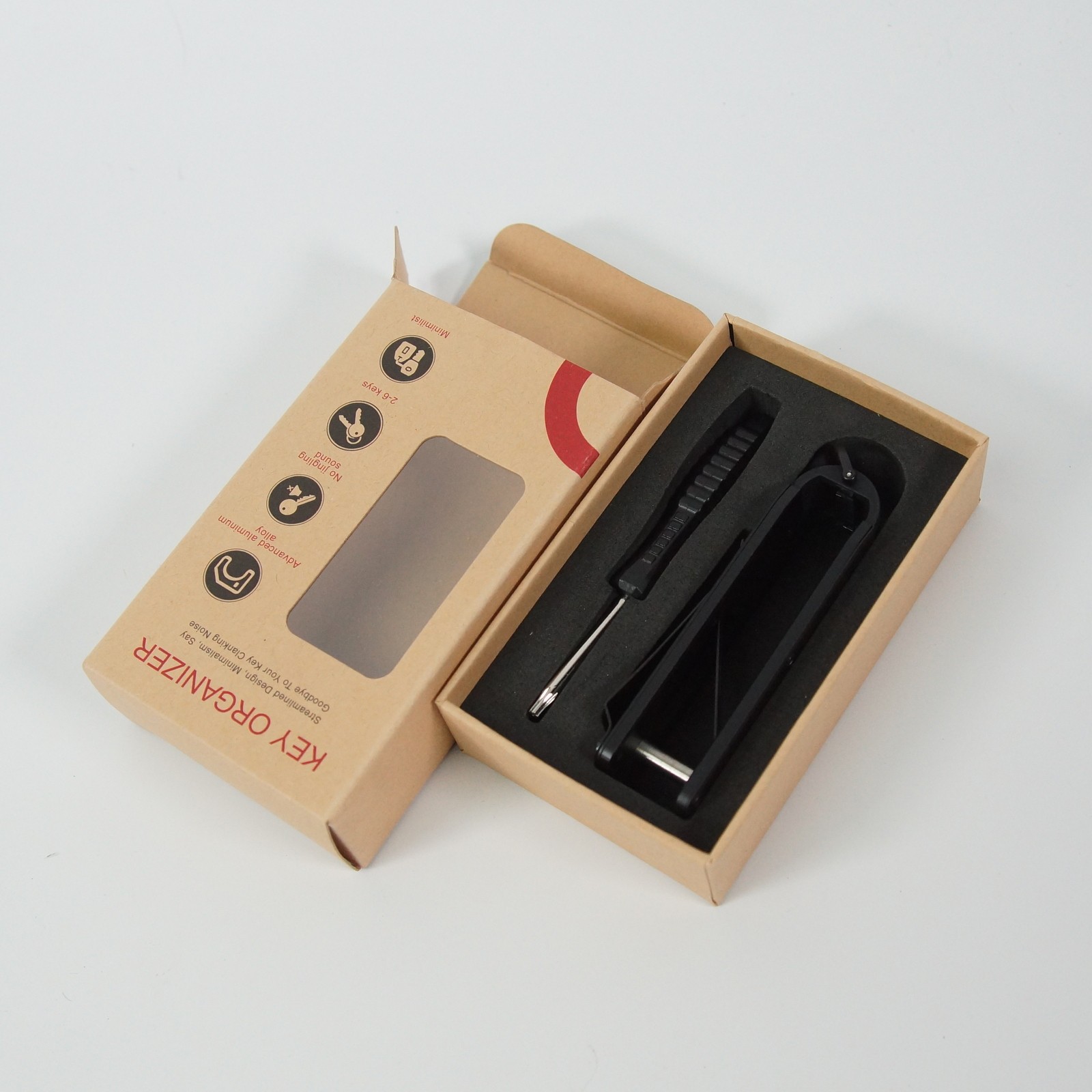 Compact Key Organizer – Minimalist Aluminum Key Holder for 2–6 Keys Black, Gift