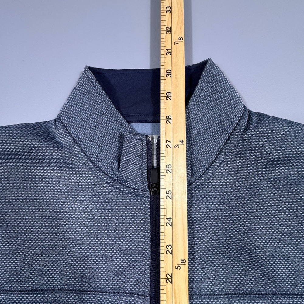 Callaway Mens Blue Herringbone 1/4 Zip Pullover Golf Sweater Jacket Size Large