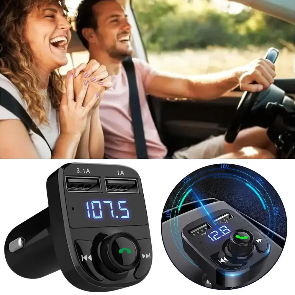 Bluetooth 5.0 Car Wireless FM Transmitter Adapter AUX Hands-Free 2USB PD Charger