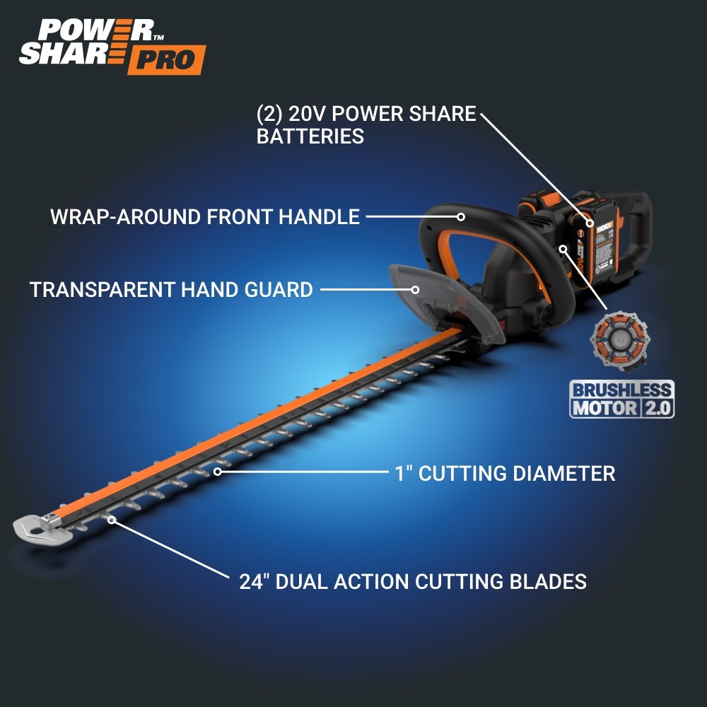 Worx Nitro 40V 24" Cordless Hedge Trimmer WG286-SR