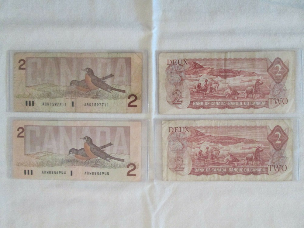Two dollar Canadian notes