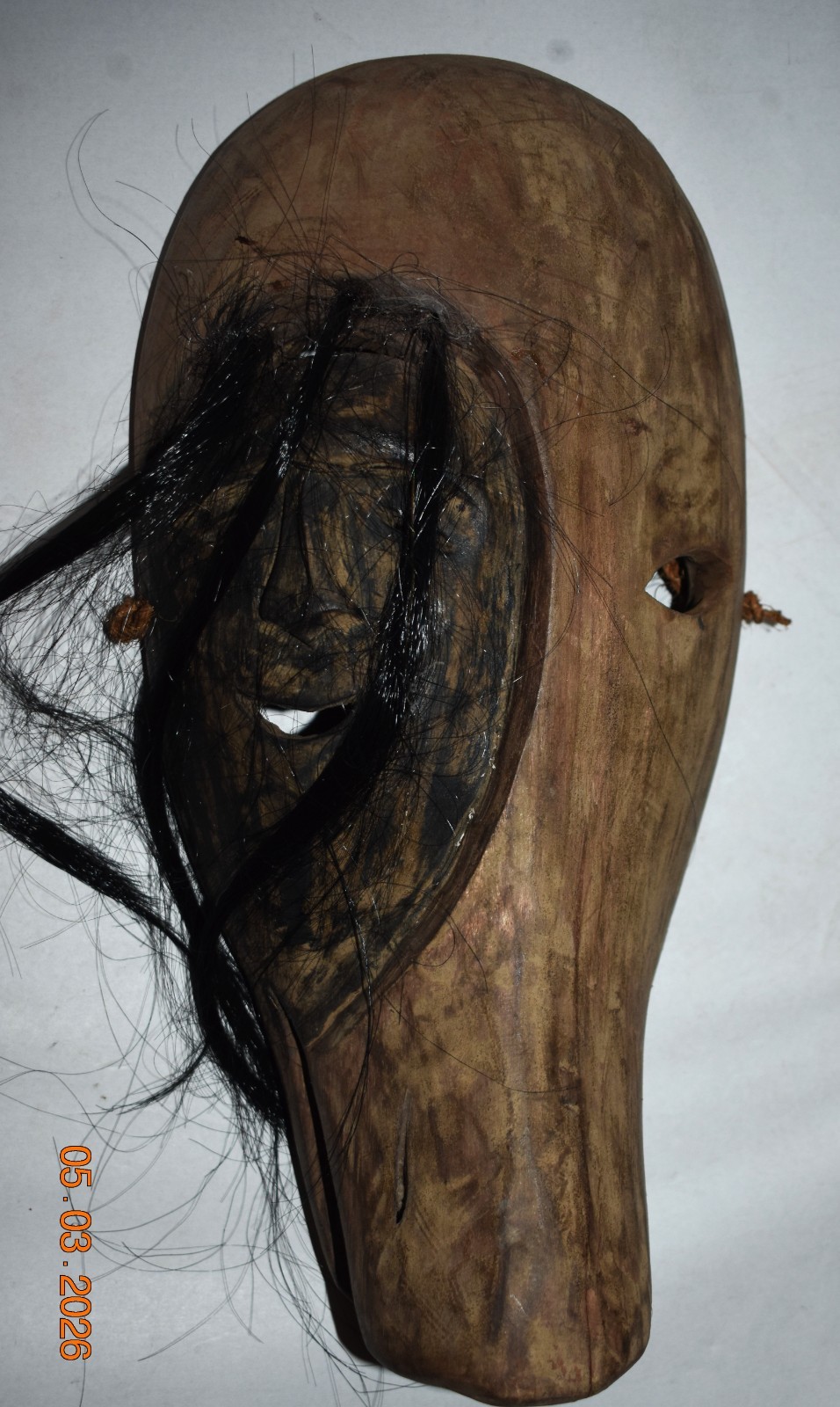 BEAUTIFUL RARE INUIT TRANSFORMATION SHAMANS MASK, head on wolf, 15", 1900S