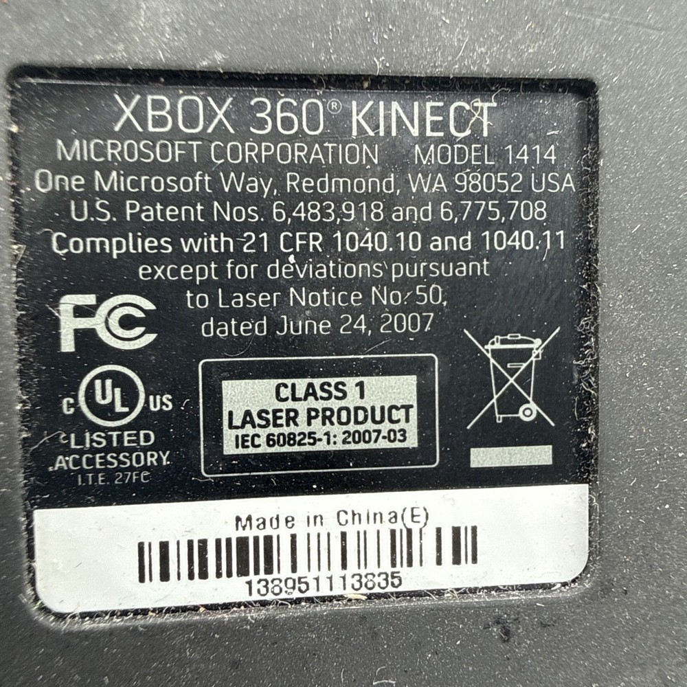 Official Microsoft Xbox 360 Black Kinect Sensor Bar Model 1414 w/ac adapter