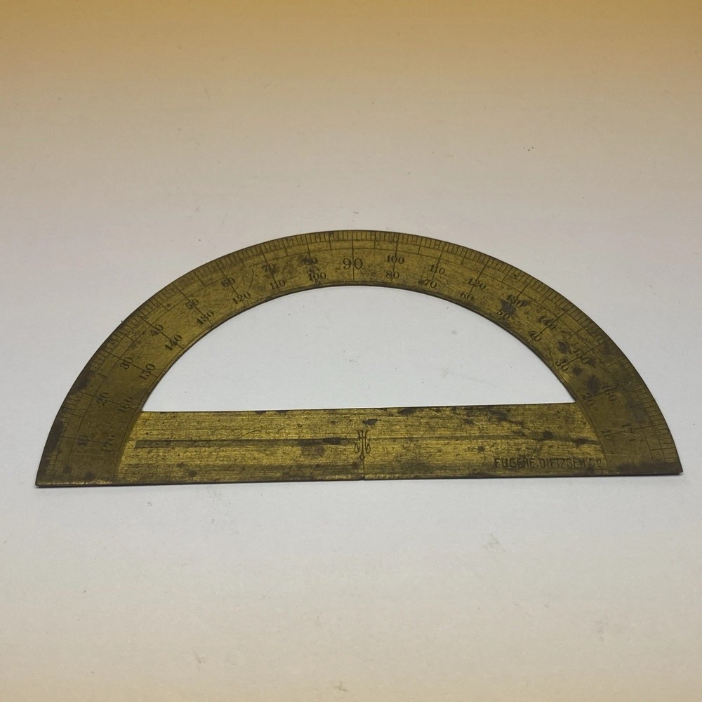 Antique Brass Drafting Mechanical Protractor Eugene Dietzgen Co.