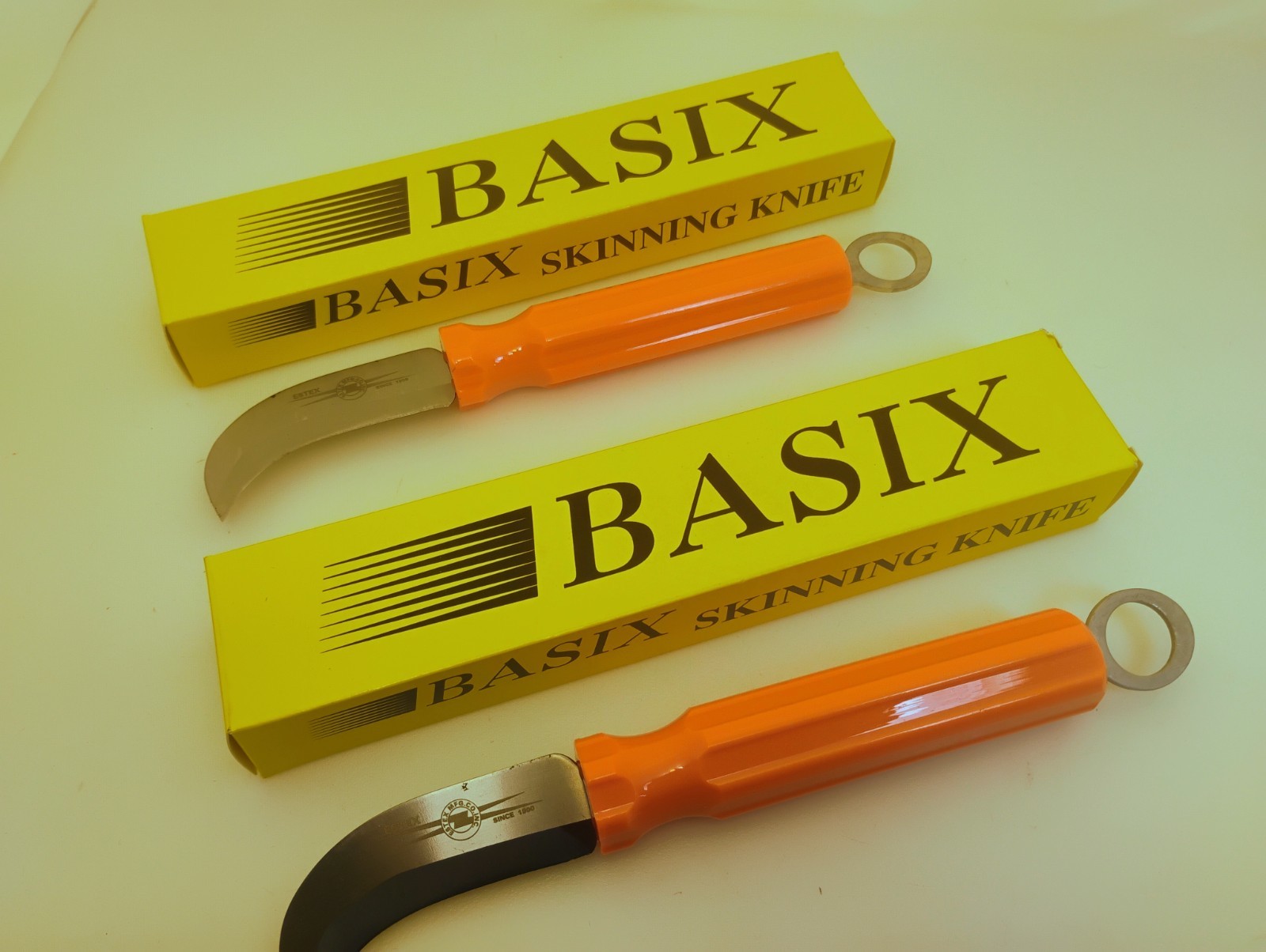 Basix Set (2) Lineman Knives SK50 High Visibility Orange Hang Ring New Old Stock