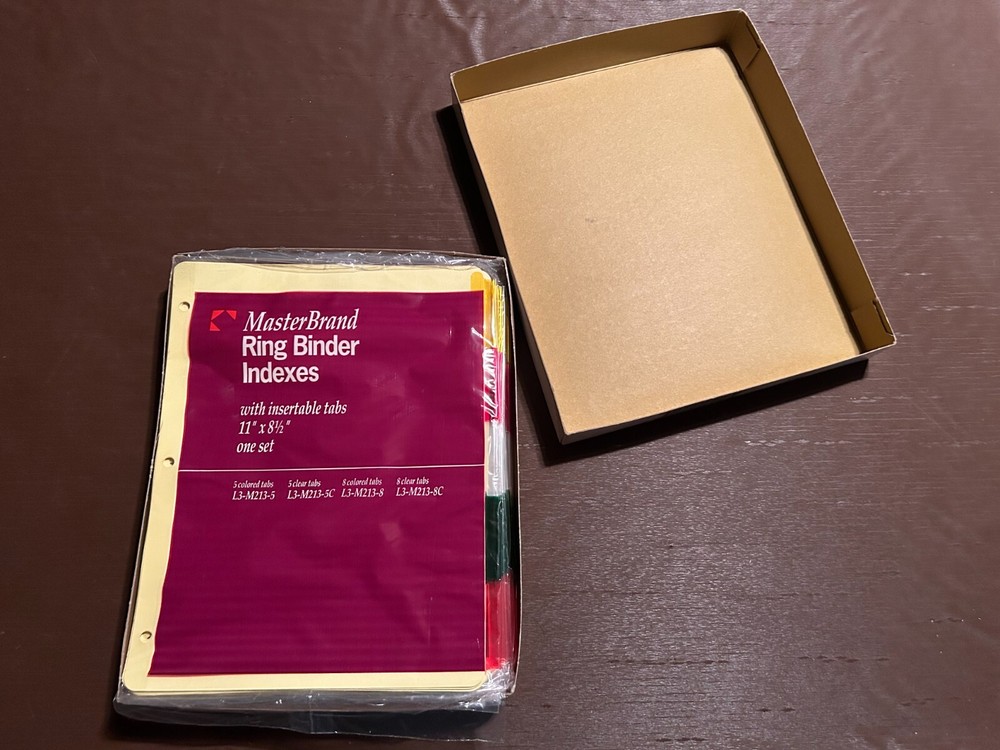 3 Ring Binder Indexes - Colored Tab Organizers / 5 Tab - MasterBrand - 19 Sets