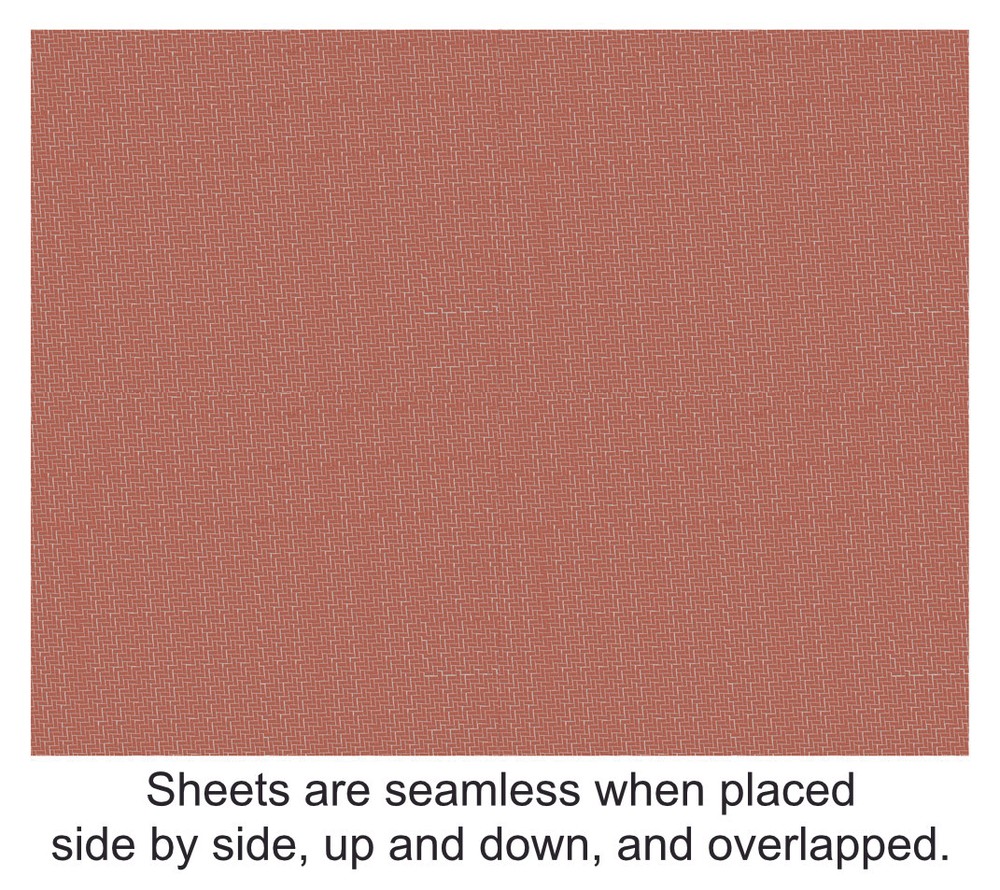 O Scale Red Pavers Bricks Model Train Scenery Sheets - Five Seamless 8.5”x11”
