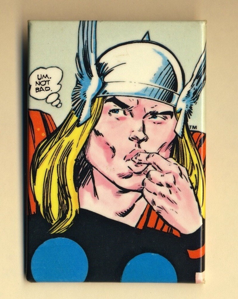 1986 THE MIGHTY THOR Rectangular Comic Panel Pinback Button Pin COMIC IMAGES