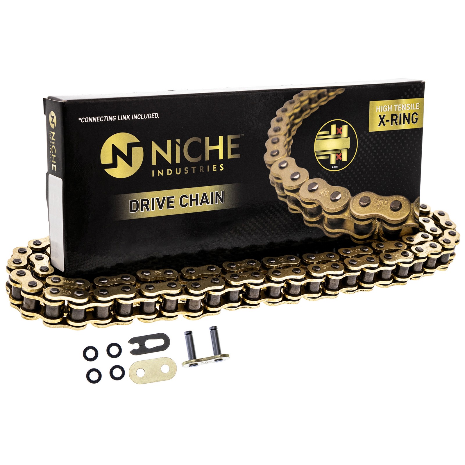 NICHE Gold 428 X-Ring Chain 130 Links With Connecting Master Link Motorcycle