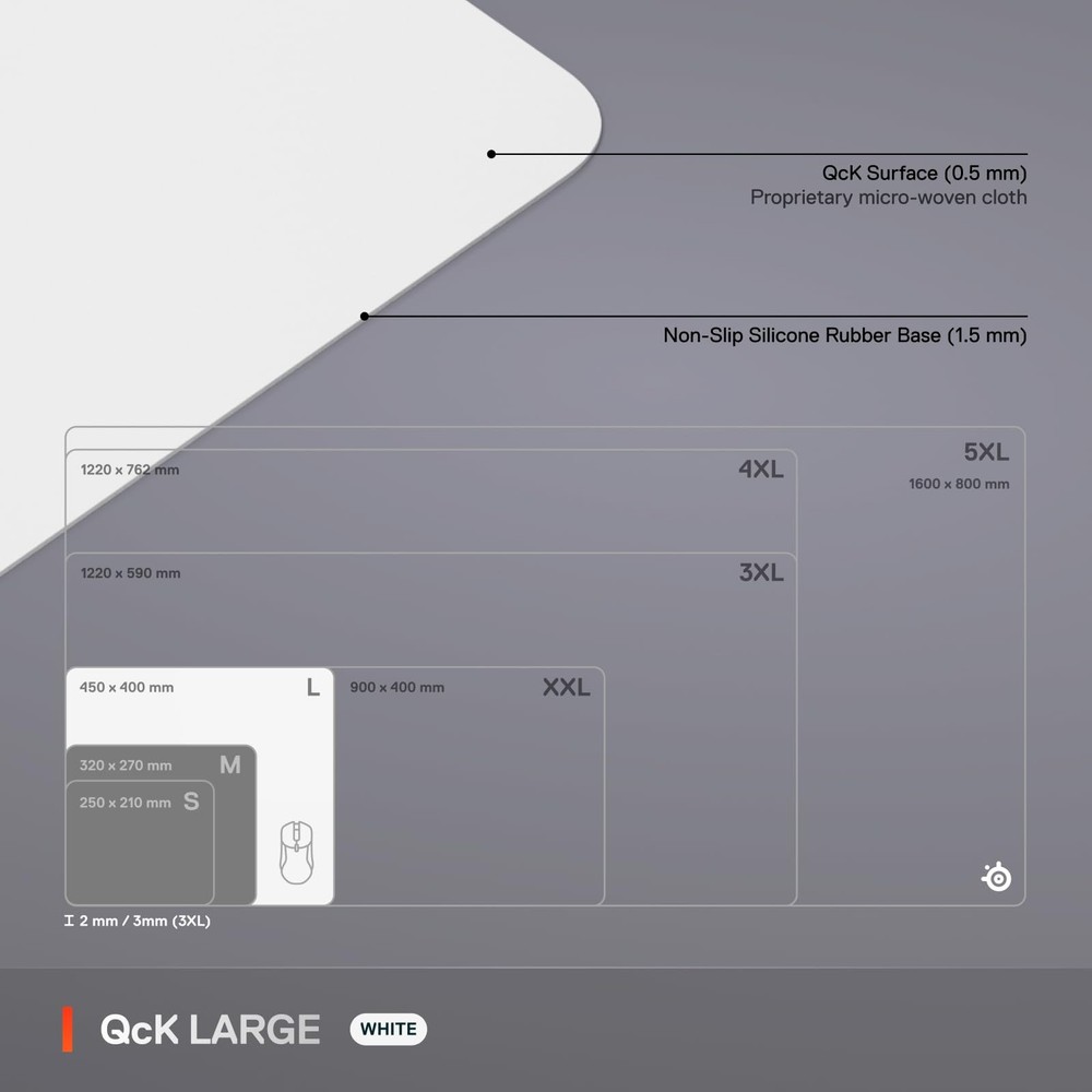 SteelSeries QcK Cloth Gaming Mouse Pad - Micro-Woven Surface - Optimized Trackin