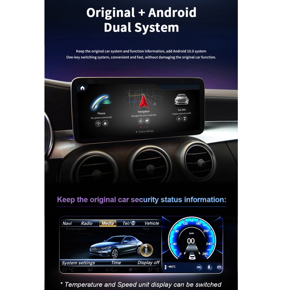 12.3''Touch Screen Display Android CarPlay For Mercedes E-Class W212 S212 NTG4.0