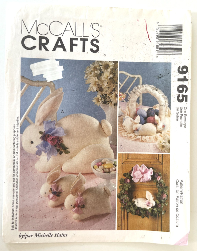 1990's McCall's Easter Bunny Package Pattern 9165 UNCUT