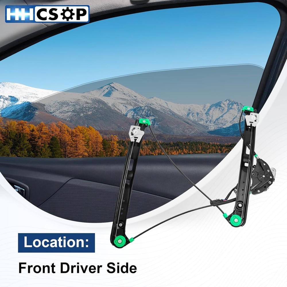 Front Left Driver Side Power Window Regulator with Motor Compatible with BMW