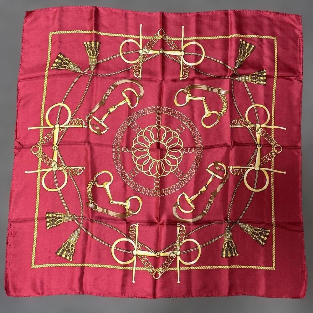 HERMES Silk Scarf Equestrian Design