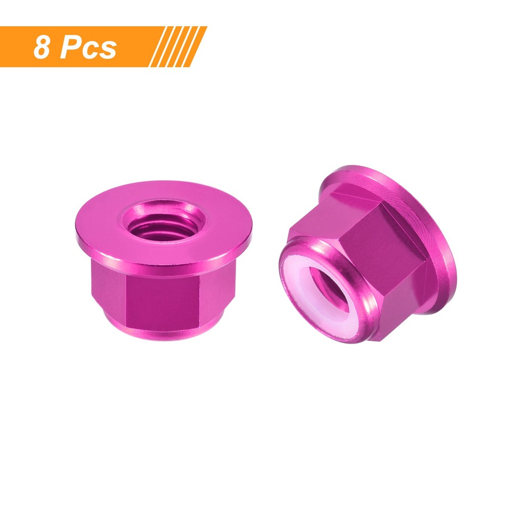 Nylon Insert Hex Lock Nuts, 8pcs - M8x1.25mm Self-Locking Nut(Pink)