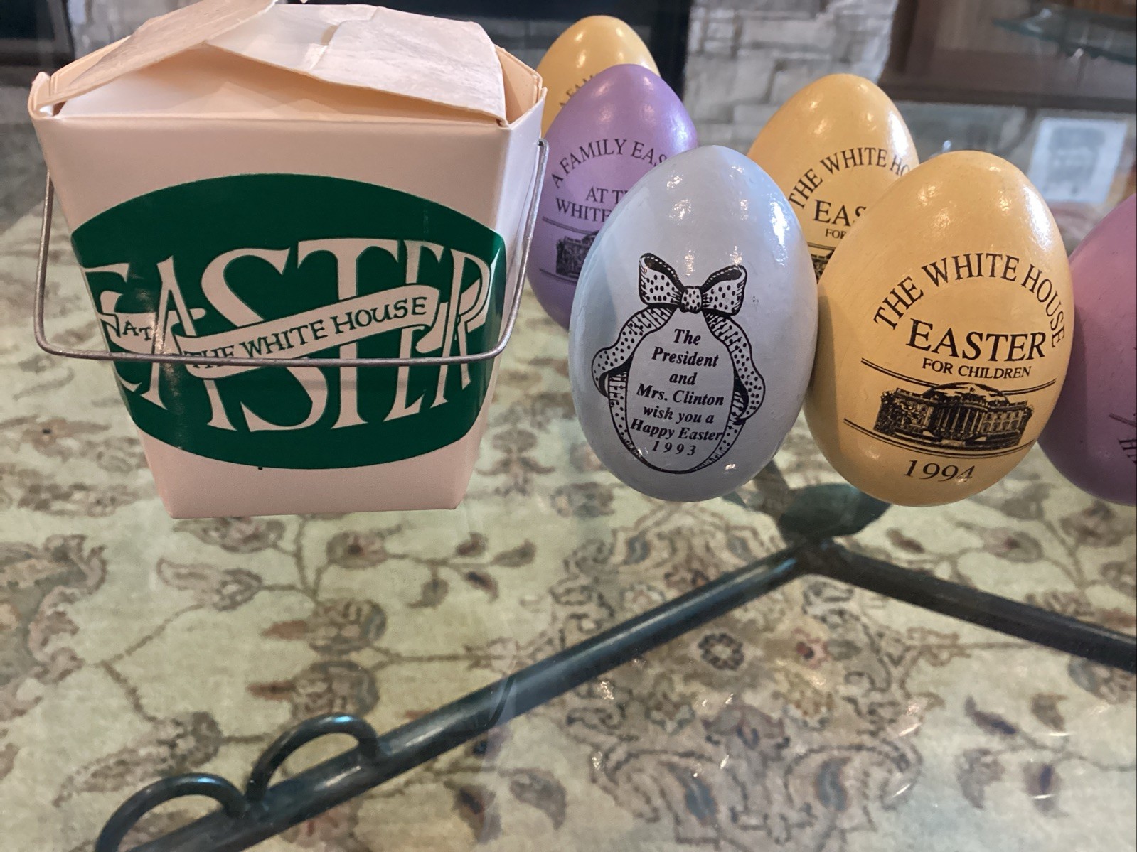 11 Clinton White House Easter Eggs 1993-2000 Incl. (3) 1993 & Box (See Listing)