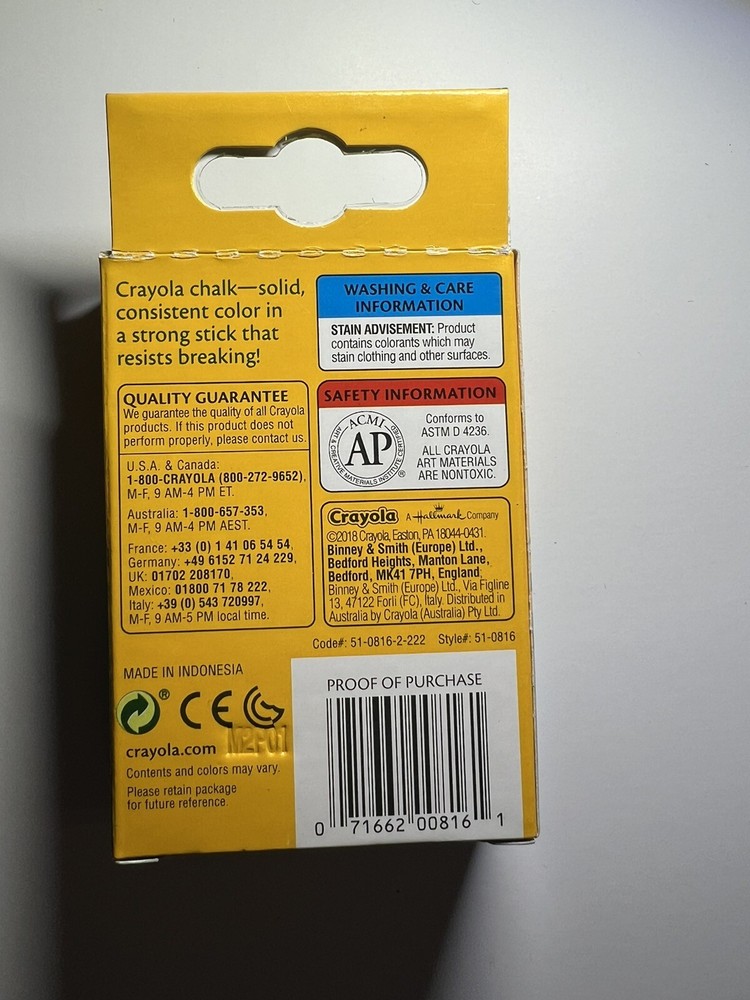 Crayola Drawing Chalk, Assorted Colors, 12 Per Box,