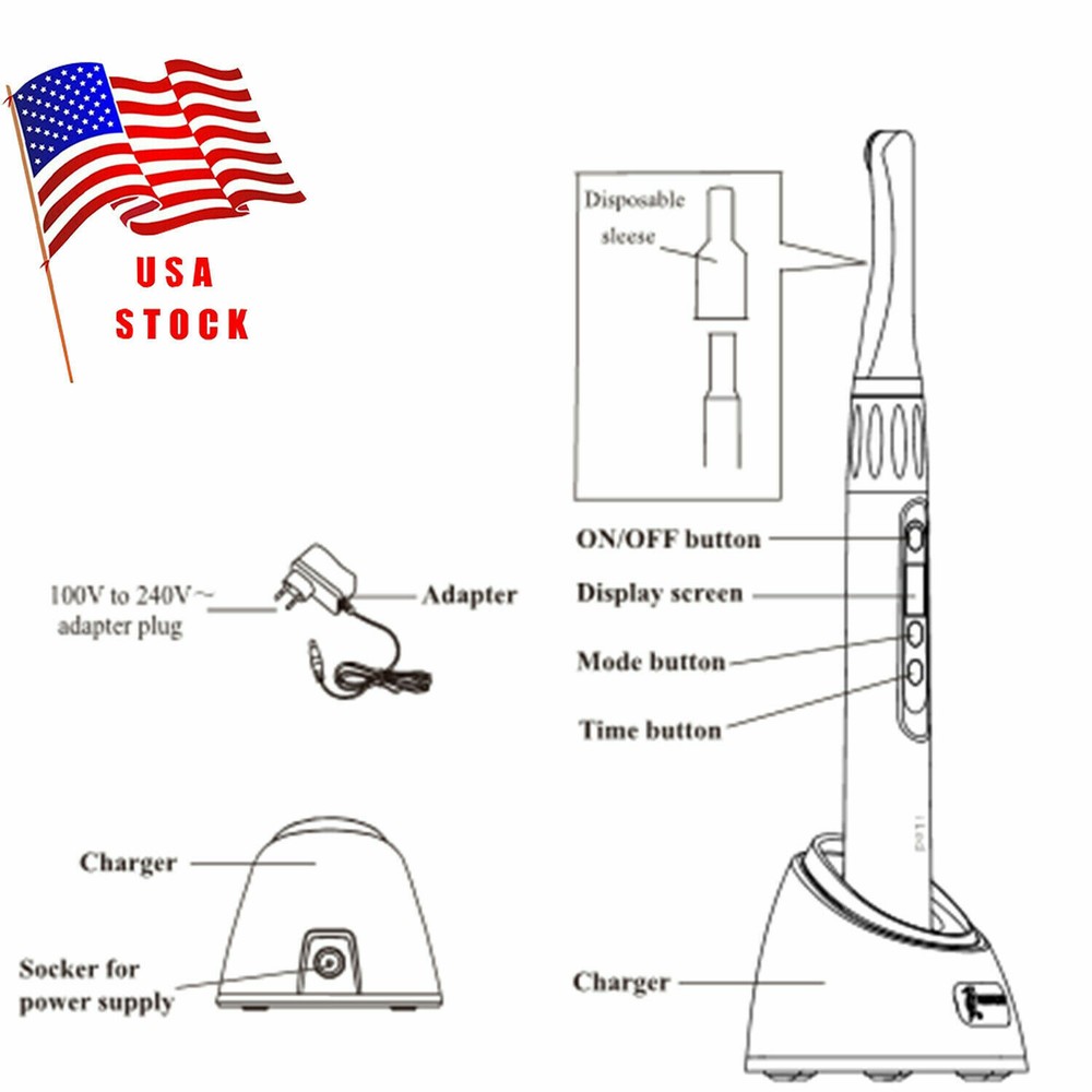 Woodpecker Dental Wireless iLED PLUS Curing Light 1 Sec Curing Wide Spectrum