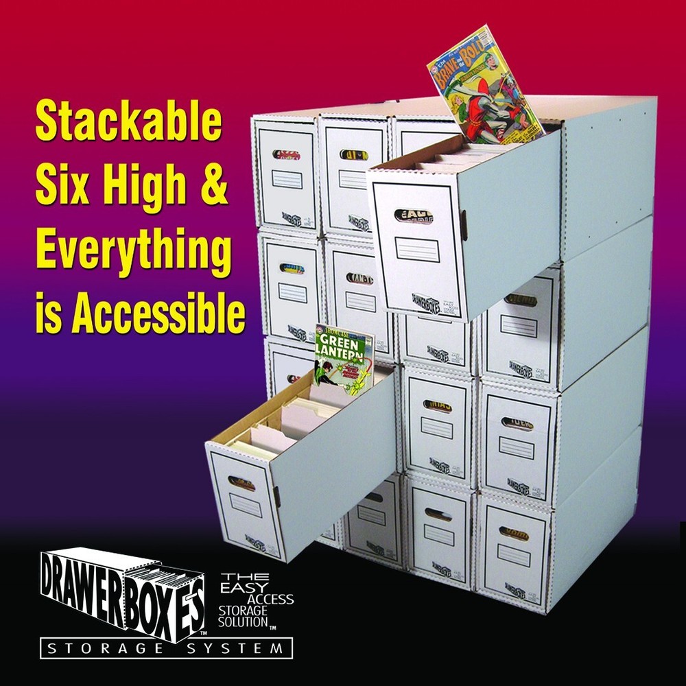 4 Pk MAGAZINE DrawerBoxes w/4 BoxSort Rails Magazine CGC Storage Boxes Stackable