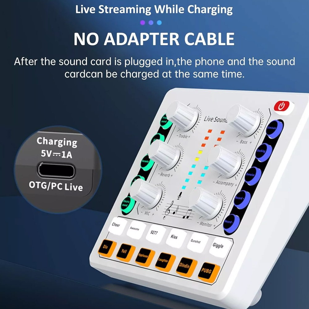M8 Sound Card Live Streaming Interface External USB Live Broadcast MicrophoneW2
