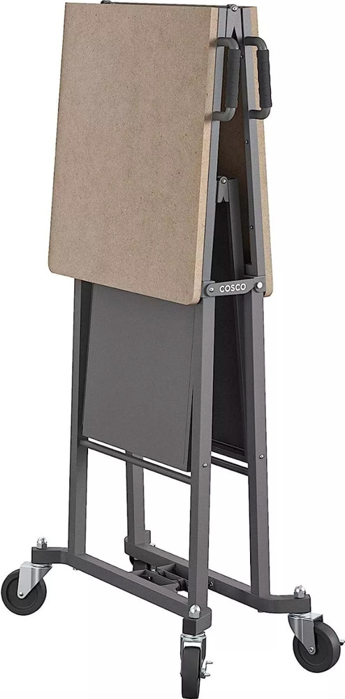 Folding Workbench Work Table w/ Wheels Bottom Shelf Storage for Workshop Garage