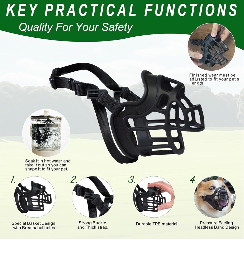 Dog Muzzle, Basket Muzzle Anti Biting Chewing, Large Breed Lightweight size 6