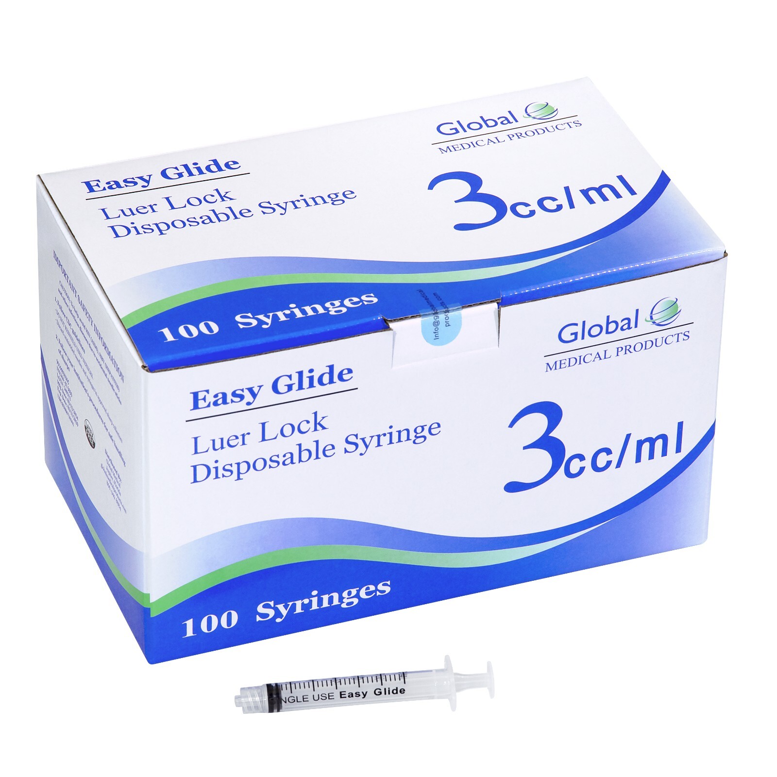 Global Medical Products - 3cc Luer Lock Syringe - QTY 100