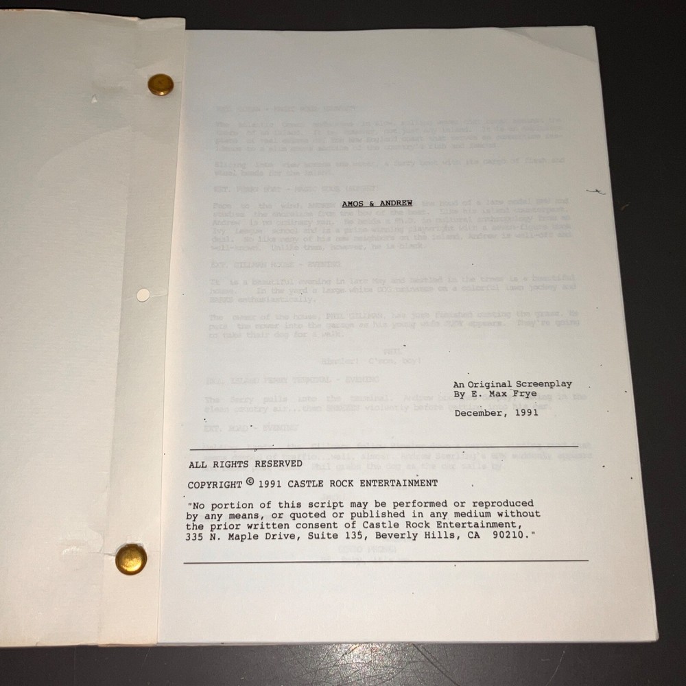 AMOS & ANDREW (12/91) Cage & Jackson / Agency Script + COA!
